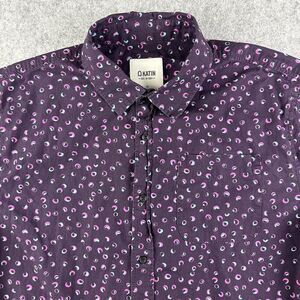 Katin Shirt Mens Large Purple Geometric Surf Beach Ocean Preppy Button SS Pocket